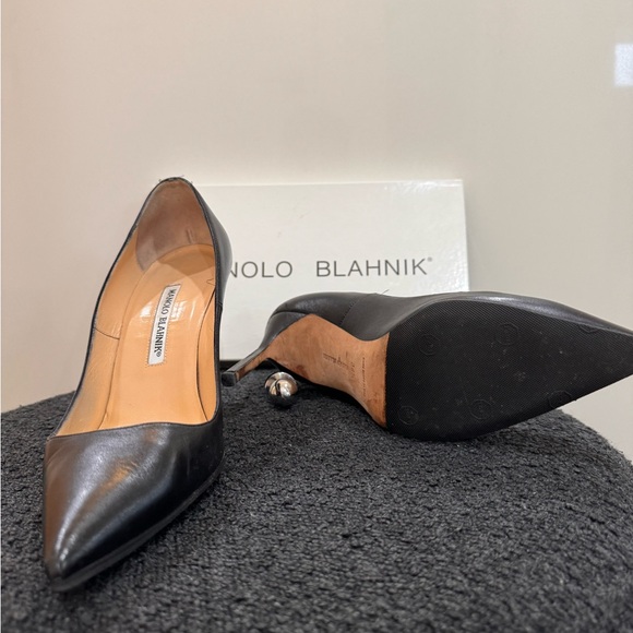 Manolo Blahnik BB pump, black leather 105mm - Picture 2 of 3